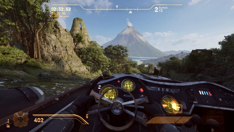 STAR WARS Galactic Racer VR: Cockpit am Fluss mit Blick auf die Berge